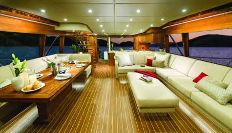 The 75 Enclosed Flybridge is a luxurious on-water entertainer with its spacious saloon offering 360 degree views