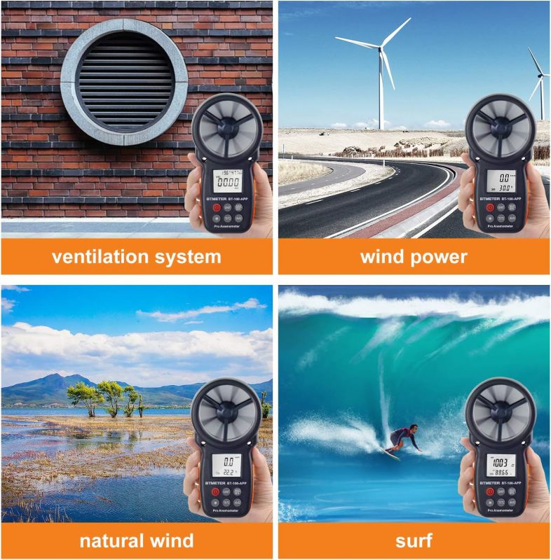 Digital Wind Speed Anemometer Handheld-Smart Vane Anemometer Meter with Data Logging to Monitor Air Flow Velocity