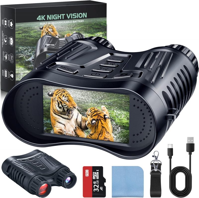 4K Night Vision Goggles, Infrared Night Vision Binoculars for Adults